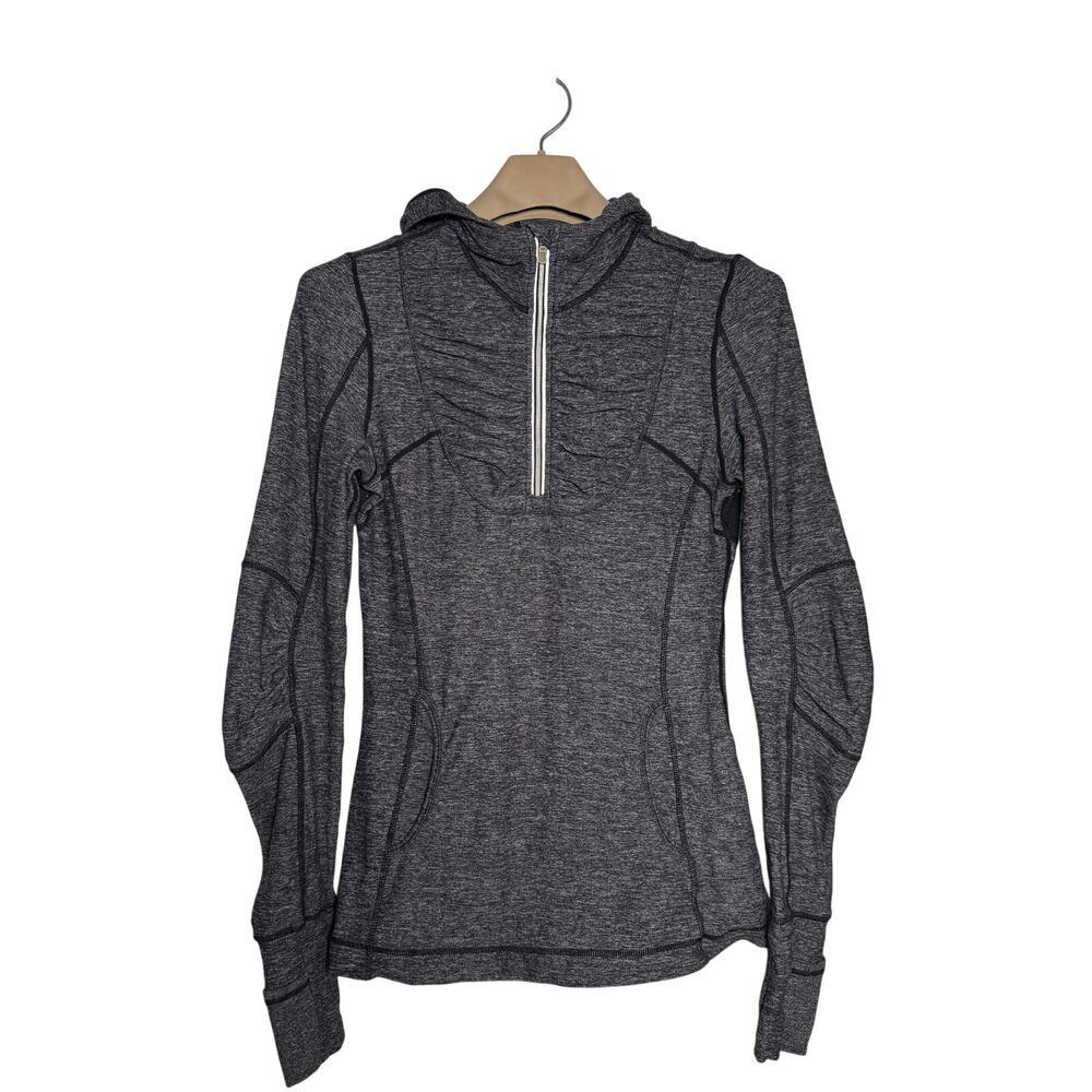 Lululemon Hoodie Women's SIZE 8 Run Resolution 1/4 Zip Heathered Gray Ponytail